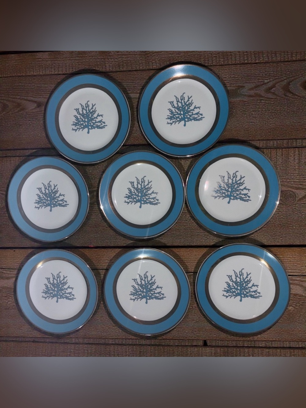Colin Cowie Set of 8- Blue Coral 7.5” Salad Plates